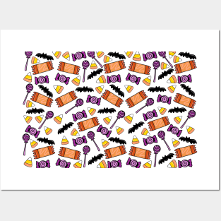 Orange and Purple Halloween Candy Pattern, made by EndlessEmporium Posters and Art